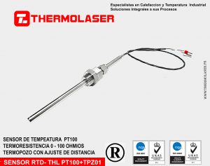 SENSOR PT100 3 HILOS CON TERMOPOZO